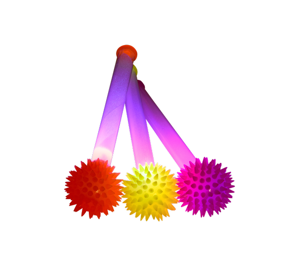 Set of 3 - Flashing Sensory Ball on a Stick