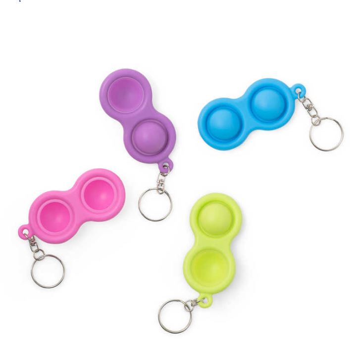 Set of 4 - Dimple Push Popper Fidget Key Chain