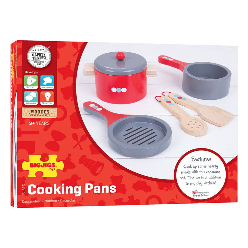 Wooden Pretend Play Cooking Pans