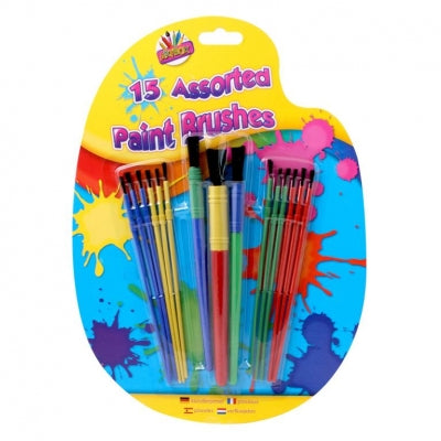 Plastic handle paint brushes - pack of 15