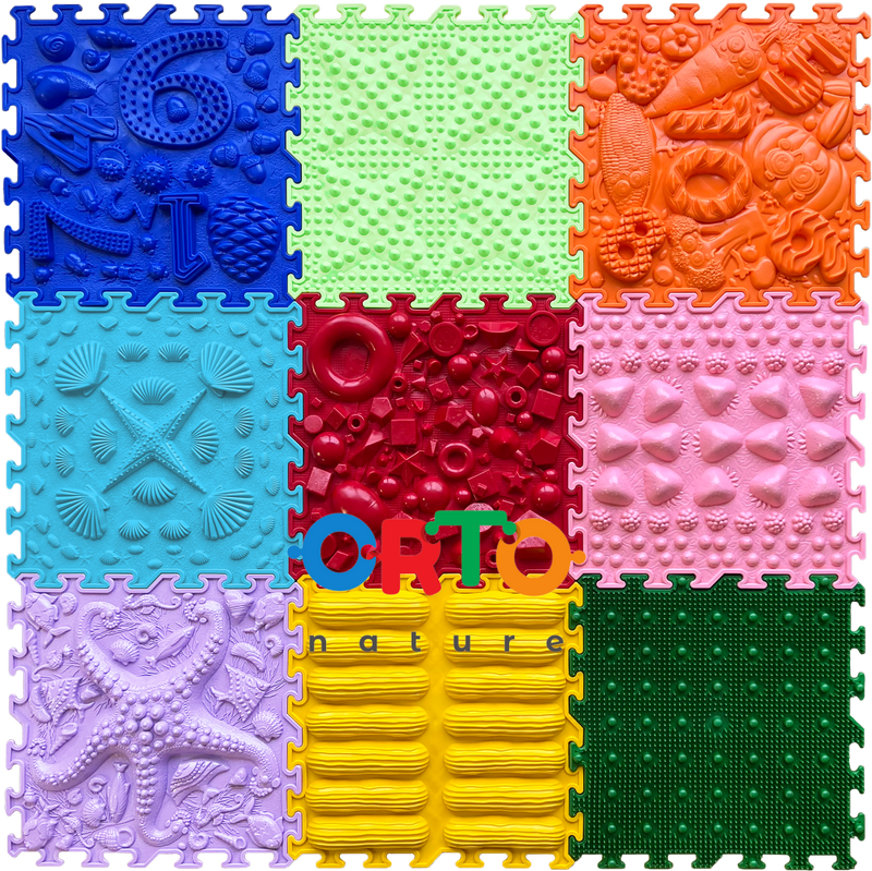 ORTO Nature Rainbow Melody Sensory Puzzle Playmats (25cmx25cm) Set of 9